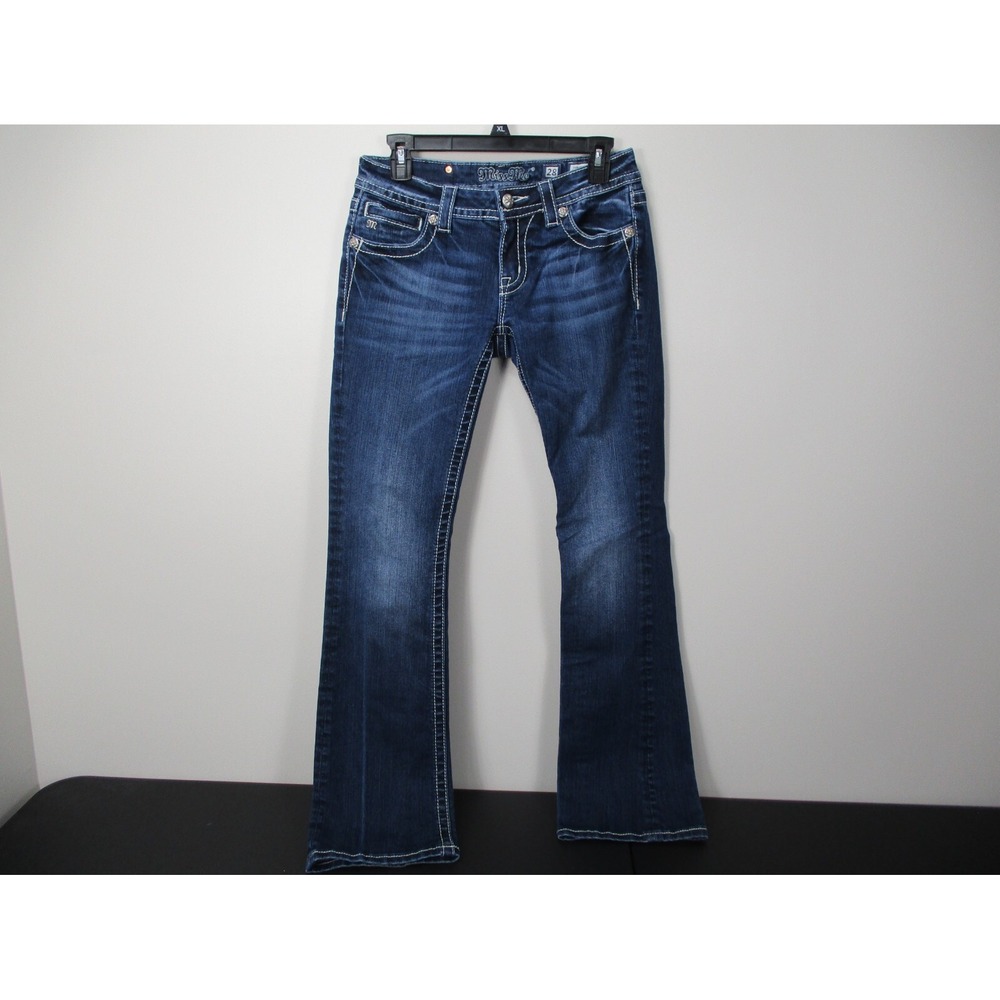 Miss Me Signature Boot Cut Jeans Size 28 Denim zip fly Cross pockets Women's